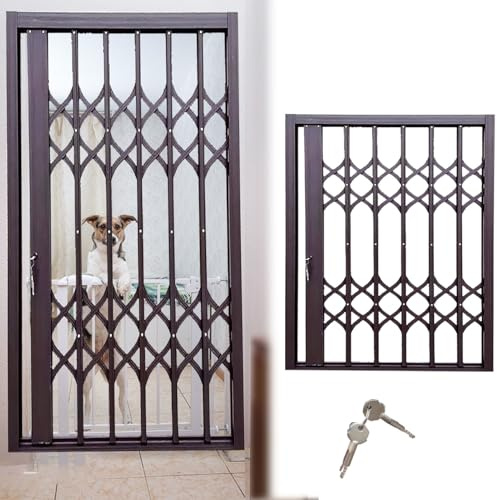 Säkerhetsfönstergaller med lås och nyckel – vikbart säkerhetsnät, inbrottsbeständigt fönsterskydd, 71 x 102 cm – förbättrat inbrottsskydd