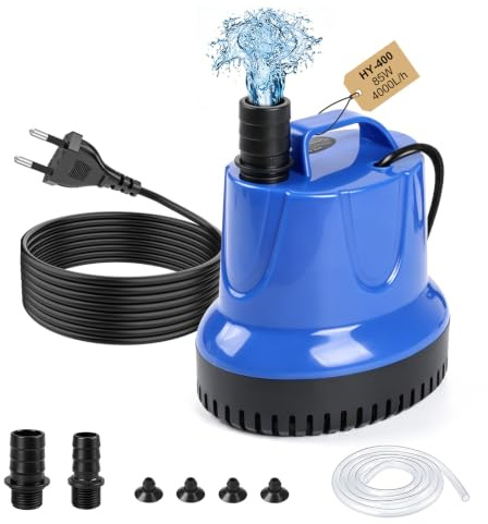 EXLECO Akvariumpump 85 W 4000 L/H smutsvattenpump dränkbar pump blå