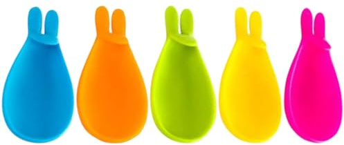 Hoement 5piezas Soportes para Bolsita de Té Silicona Resistente con Diseño de Conejo Reposa Bolsas de Té Reutilizables y Decorativos para Fiestas y Tazas