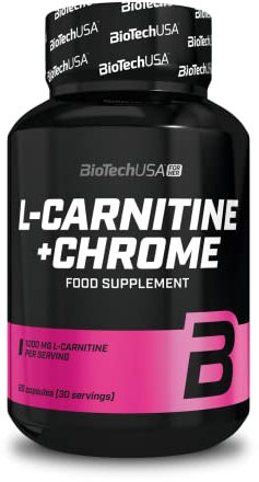 BioTechUSA L-Carnitin + Chrom | Gewichtskontrolle Formel | Stimulanzien-frei | 1470mg L-Carnitin L-Tartrat pro Portion, 60 Kapseln