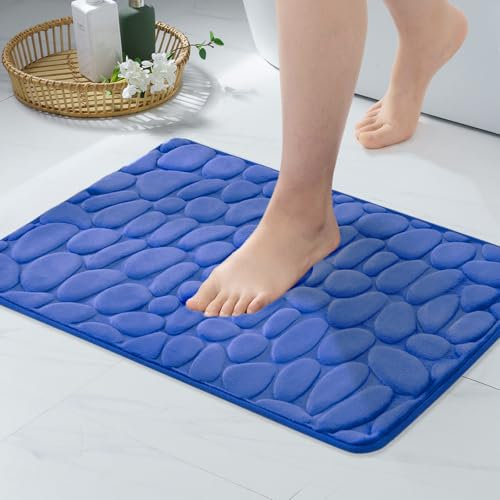 MIULEE Badematte Memoryschaum Badezimmerteppich rutschfeste Badteppich Wasserabsorbierend Badvorleger Schnelltrocknend Waschbar Duschvorleger für Badezimmer 40x60cm Seeblau