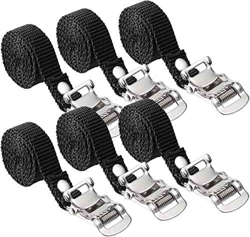 Cinghie Pedale,6 Pezzi Circa 500 mm Piede Pedale Cinghie in Nylon,Scivolo Regolabile Bicicletta Cinghie Pedale per Attrezzi Mountain Bike,Bici da Strada Nero