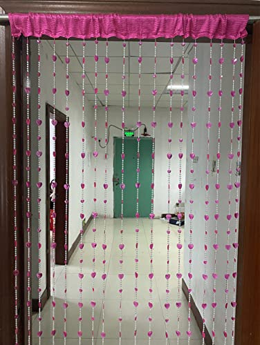 ZiDeTang Cortina de Cuentas acrílicas para Puerta, decoración del hogar, Cortina divisora de habitación (100 cm x 195 cm, corazón Rosa)