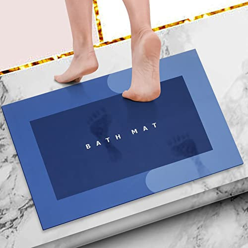 Tapis de Salle de Bain, Tapis de Absorbant Antidérapant, Tapis de Salle de Bain Lavable, Tapis de Douche avec Support en Caoutchouc pour Salle de Bain, Baignoire, 40x60cm, Bleu
