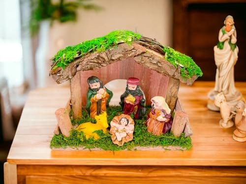 Sesonby House Christmas Crib Set, Three Kings Gifts Real Life Nativity Christmas Decoration Set for Christmas Decor Angel Figurine