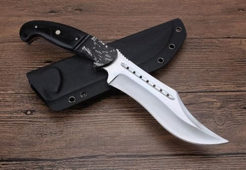Genérico TEERMA OJ5 Cuchillo de supervivencia Cuchillo de caza de hoja fija enfundada Cuchillo de acero de una pieza para exteriores Ideal para acampadas y actividades al aire libre