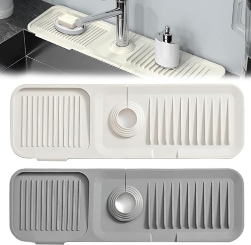 ZYEKIU 2 Piezas Escurridor Fregadero Accesorios Cocina, Alfombrilla Silicona Fregadero, Bandeja de Goteo Almohadilla de Secado de Agua para Drenaje de Grifo Cocina Encimeras de Cocina y Baño