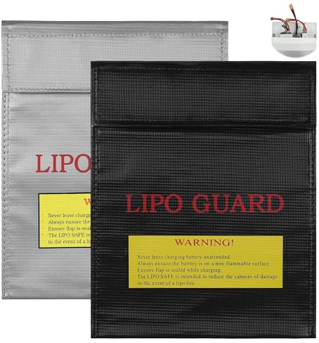 Huiguli 2 Pièces Sac Batterie Lipo 30 x 23cm, Sac Ignifuge Antidéflagrant, Porte Documents Ignifuge éTanche, Sac de Protection Incendie pour Batterie Lipo, Valeur, Documents, Bijoux