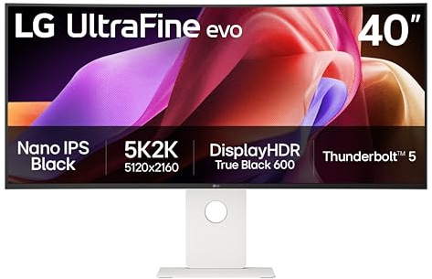 LG 40U990A-W Monitor Curvo Nano IPS de 40 Pulgadas, Ultrafino 5K2K WUHD (5120 x 2160), Thunderbolt 5, DisplayHDR 600, Potencia integrada, Altavoz, 120Hz, HDMI 2.1, DP 2.1, USB C, inclinación/Altura