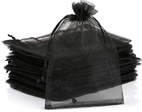 Naler 120 x Organzasäckchen Schwarz Organzabeutel Organza Schmuck Säckchen Geschenktüten für Verpackung, 10 x 15 cm
