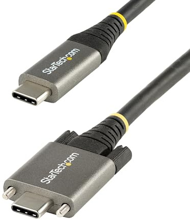 StarTech.com Cavo USB-C con viti di bloccaggio laterali da 50cm, Cavo da USB C a USB C 10Gbps, USB-C3.2 Gen 2 Type-C , 100W (5A) Power Delivery, Supporta DP Alt Mode (USB315CCV2M)