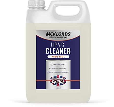 McKLords Commercial - uPVC Cleaner - Professional Plastic & Window Frame Cleaner for Doors, Fascias & Conservatories - Removes Stains, Dirt & Discolouration - 5L
