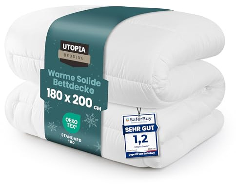 Utopia Bedding Couette 180x200 cm, Couette Chaud 370 GSM, pour lit 2 Personne, Couverture Blanc avec Onglets d'angle (Blanc)