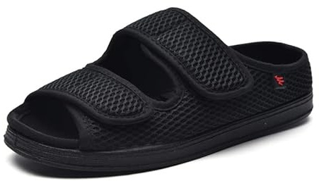 Diabetic Slippers Extra Wide Mens Edema Swollen Shoes Comfort Elderly Footwear Unisex Adjustable Surgical Orthopaedic Shoe Anti Slip Open Toe Sandals for Diabetic Feet Breathable Summer Slipper UK8.5