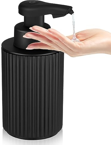 Automatic Soap Dispenser Liquid Touchless: 9oz Black Plastic - Rechargeable Electric Smart Auto Hand Soap Dispenser - Dish Bathroom Kitchen