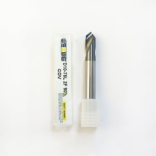 WEXWE Utensili per smussare acciaio legato, acciaio temprato, intaglio, foratura e smussatura, scanalatura a V, 90 gradi, set di punte per fai da te, 2 scanalature, gambo da 10 mm (1 pezzo, D10-90°)