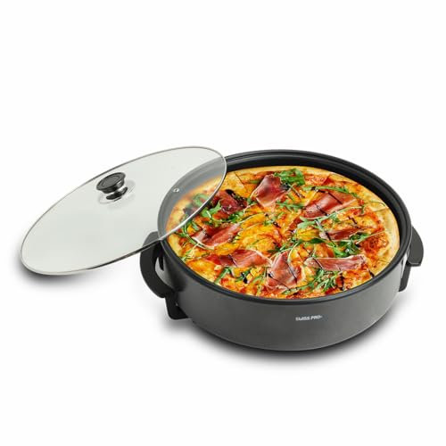 Swiss Pro+ Pizzapfanne elektrischer 44/46 cm - Aluminium - 1500W - Schwarz