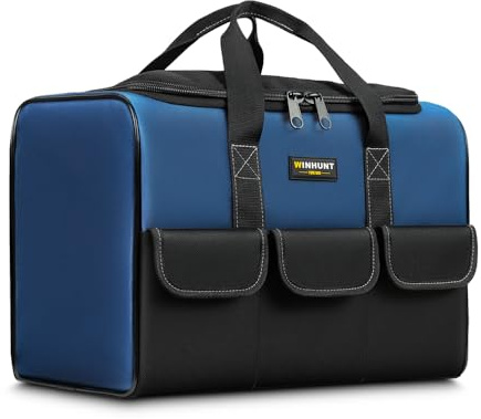 WINHUNT Werkzeugtaschen, Werkzeugtasche klein leer, kompakte Tasche für Werkzeuge 35x21x23m, Doppelreißverschluss, Blau (Blau, 35cm)