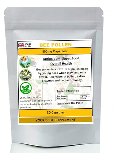 Bee Pollen Capsules 800mg- Natural Minerals,Vitamins, Super-Food (30)