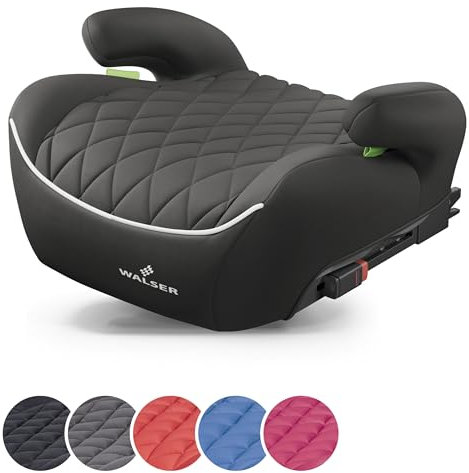 WALSER Premium Kinder Sitzerhöhung Auto ISOFIX, Qualitätssieger Sehr Gut* Kindersitz Auto 125-150 cm, bequeme Kindersitzerhöhung Auto Andy neueste Norm ECE R 129, Sitzerhöhung Auto Kindersitz schwarz
