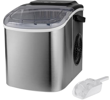 Daewoo 12KG Ice Maker Portable With Handle, 9 Bullet Cubes In 6 Minutes With 2 Size Options, 12KG In 24Hrs, Self-Cleaning, Scoop And Ice Basket Included, For Bar, Home, Office