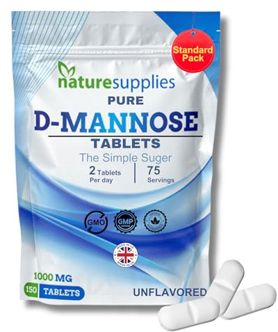 D Mannose Tablets 1000mg - 150 Pack Dmannose Tablets - (Not D Mannose Capsules or Powder) - Suitable for Vegetarians and Vegans - High Strength D-Mannose Supplement from Naturesupplies