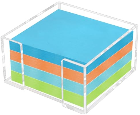 Acrylic Sticky Note Holder - 3 x 3 Inch Post It Note Holder, Crystal Clear Sticky Note Dispenser for Dorm Room Home and Office Acrylic Desk Organizer