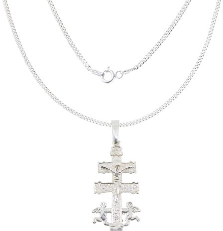Only faith Collar Cruz de Caravaca, en plata de ley 925, para mujer, cadena italiana 45 cm