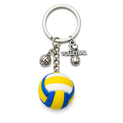 YIQPKUM Carino Portachiavi Pallavolo Regalo Palla Chiave Zaino Accessorio Charm per Sportivo (Blu)