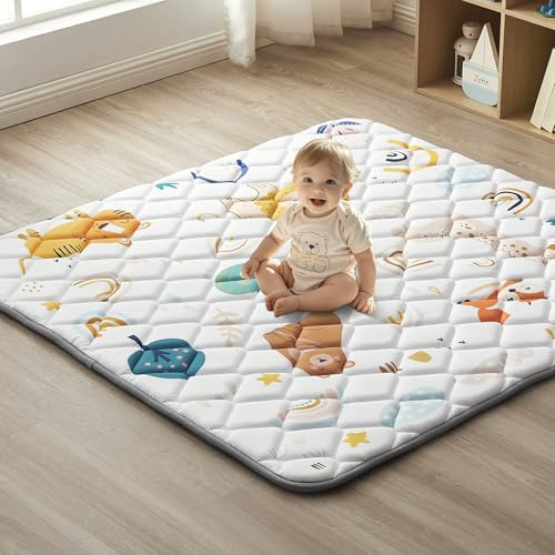 Hamino Krabbeldecke Für Baby 150 X 150CM, Krabbelmatte Babymatte Faltbar, Weich und Rutschfest Spielmatte babydecke, Geeignet Für Kinderzimmer Bodenmatte (Tier)