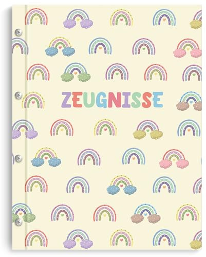 SKYDUE Porte-certificats avec vis à livres – Extensible – Dossier de certificats A4 avec 20 pochettes pour l'école, le monde de travail, la famille (beige)
