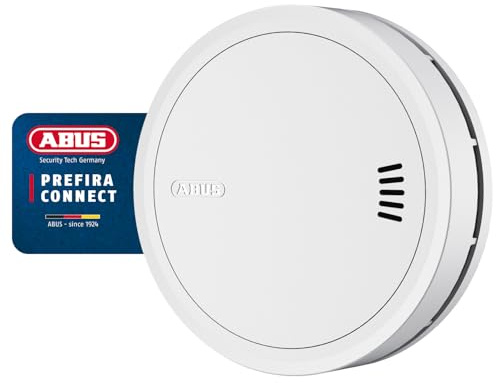 ABUS Rilevatore di Fumo Radio Prefira Connect - Rilevatore di fumo Q-Label con batteria 10 anni, collegabile in rete, riduzione falsi allarmi, montaggio adesivo e supporto magnetico