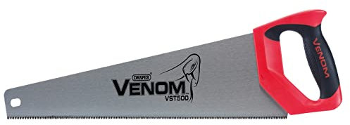 Draper 82202 Venom Second Fix Triple Ground 12PPI Handsaw, 500 mm Blade Length, Red