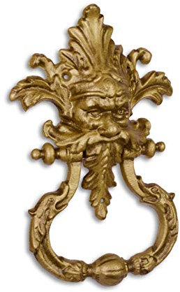 Moritz Türklopfer Medusa Gothic Gold Gusseisen Herrenhaus Schloss Antik Stil Nostalgie Halloween Türklingel Klingel 33 x 21 x 7 cm Moritz