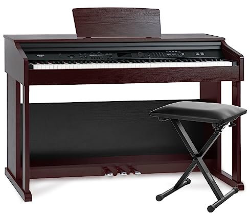 FunKey DP-2688A BM Digitalpiano Set - 88 anschlagsdynamische Tasten - Hammermechanik - 128-fach polyphon - 360 Sounds - 160 Styles - Spar-Set inkl. Keyboardbank - braun matt