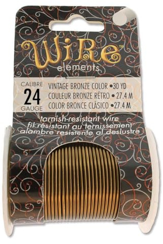 The Beadsmith Wire Elements 24-Gauge Lacquered Tarnish-Resistant Copper Wire for Jewelry Making, 30 Yard, 27.43 Meter Spool (Vintage Bronze Color)