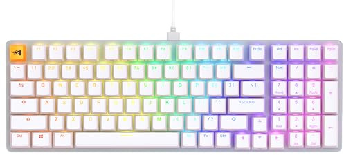 GLORIOUS Gaming GMMK 2 Full Size (96%) - Tastiera da gaming meccanica, struttura in alluminio, personalizzabile, tasti a doppia iniezione, Fox Switches, RGB - Layout QWERTY americano - Bianco