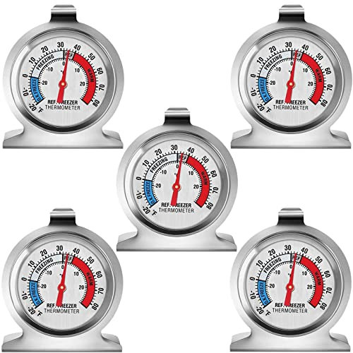 Fridge Thermometer Refrigerator Thermometer, Large Dial Freezer Thermometer,Classic Series Temperature for Refrigerator Freezer Fridge Cooler (5Pack)