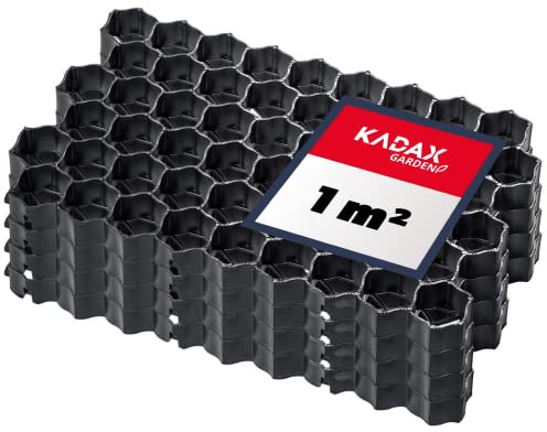 KADAX Dalles Stabilisatrices en Polyéthylène 60 x 40 cm, Stabilisateurs de Gravier, Dalles à Engazonner pour Jardins, Grilles de Gazon (Noir, Lot de 4)