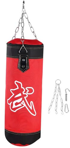 BORDSTRACT Boxsack, leerer hängender Boxsack, ungefüllter Schwerer Boxsäcke, Boxsack für Kickboxen, Muay Thai, Boxen, Kampftraining, Erwachsene, Jugendliche, 2 Farben, 4 Größen(60CM-Rot)