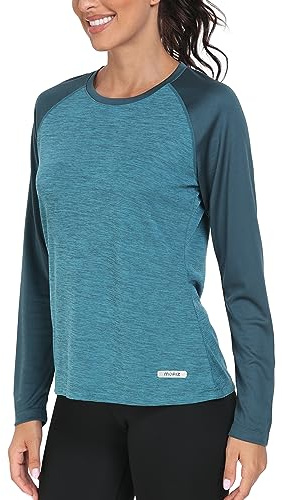 AjezMax T-Shirt de Course Femme à Manches Longues Tops UPF 50+ Entraînement Hauts Séchage Rapide pour extérieur, la randonnée, la Gymnase