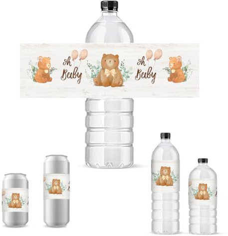 PH Pandahall 30pz Etichette per Bottiglie D'Acqua Orso Involucri per Bottiglie per Adesivi Impermeabili per Bottiglie D'Acqua Etichette di Copertura Autoadesive per Decorazioni per Bottiglie