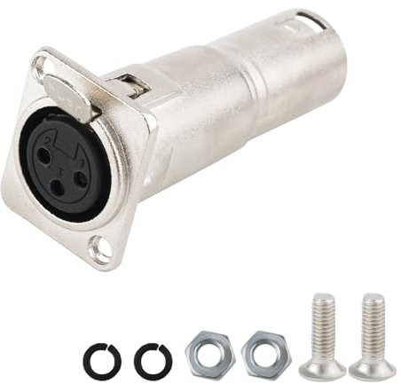 Female to Male Panel Mount, Microphone Connector 3-Pin XLR Jack to Plug Mounting Adapter Coupler for Microphone Sound Mixer Audio Device