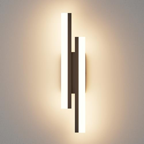 Klighten Wandleuchte LED Innen 40cm, 12W 850LM Mordern Wandlampe, Dekorative Wandleuchte Für Schlafzimmer Wohnzimmer Korridor Treppenhaus, 110-240V, Warmweiß 3000K, Schwarz