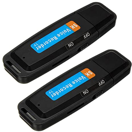 Fegtrty 2X Mini U-Disk Digital Ljudinspelare USB 3.0 Flash-enheter Maximalt stöd 32 GB Minneskort Svart