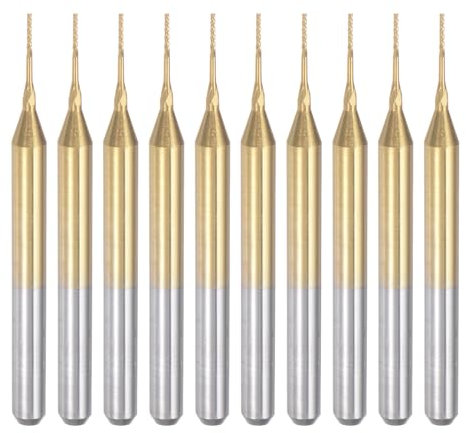 QUARKZMAN 10pz 0,5mm Fresa Carburo Titanio con Rivestimento Fresa Incisione Punte Router CNC per Macchina PCB, Attacco da 1/8