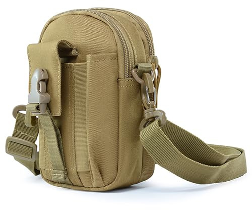 YISILINYX Sac Tactique Ceinture,900D Oxford Résistant à l'eau Sacoche Ceinture Molle EDC,avec Bandoulière Réglable Pochette Tactique pour Téléphone,Plein-Air,Randonnée,Alpinisme (Kaki)