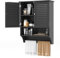 LIFEZEAL Badezimmerschrank mit Handtuchhalter, Hängeschrank Badschrank Holz mit Verstellbarer Ablage, Wandschrank Küchenschrank 60 x 22 x 75 cm (Schwarz)