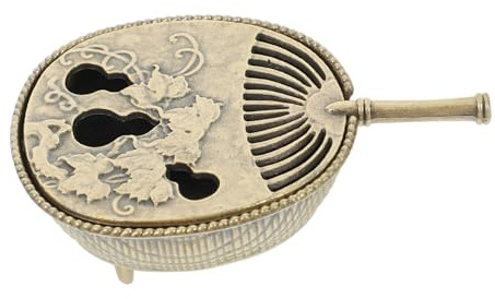 FUNOMOCYA Copper Mini Incense Burner Lid, Brass Aromatherapy Cone Holder, Hollow Carved Retro Censer for Home Decor and Meditation