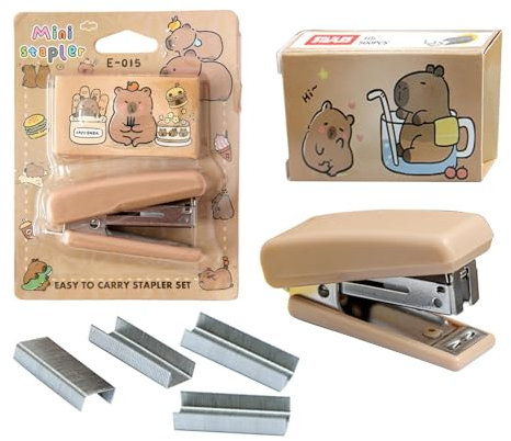 Ungtyb Capybara Stapler, Desktop Handheld Stapler, Durabled Metal Mechanism, Cute Cartoon Office Tool, Smooth Stapling Ideal for School and Home, 3.94 x 3.15 Inches